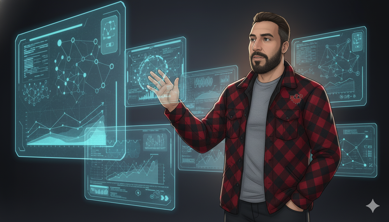 AI innovator universe character frame showing neural network visualization